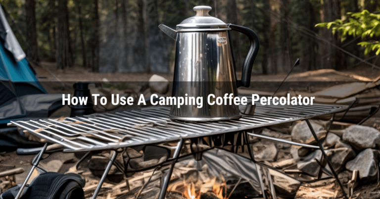 Camping Coffee Percolator on a grill over campfire